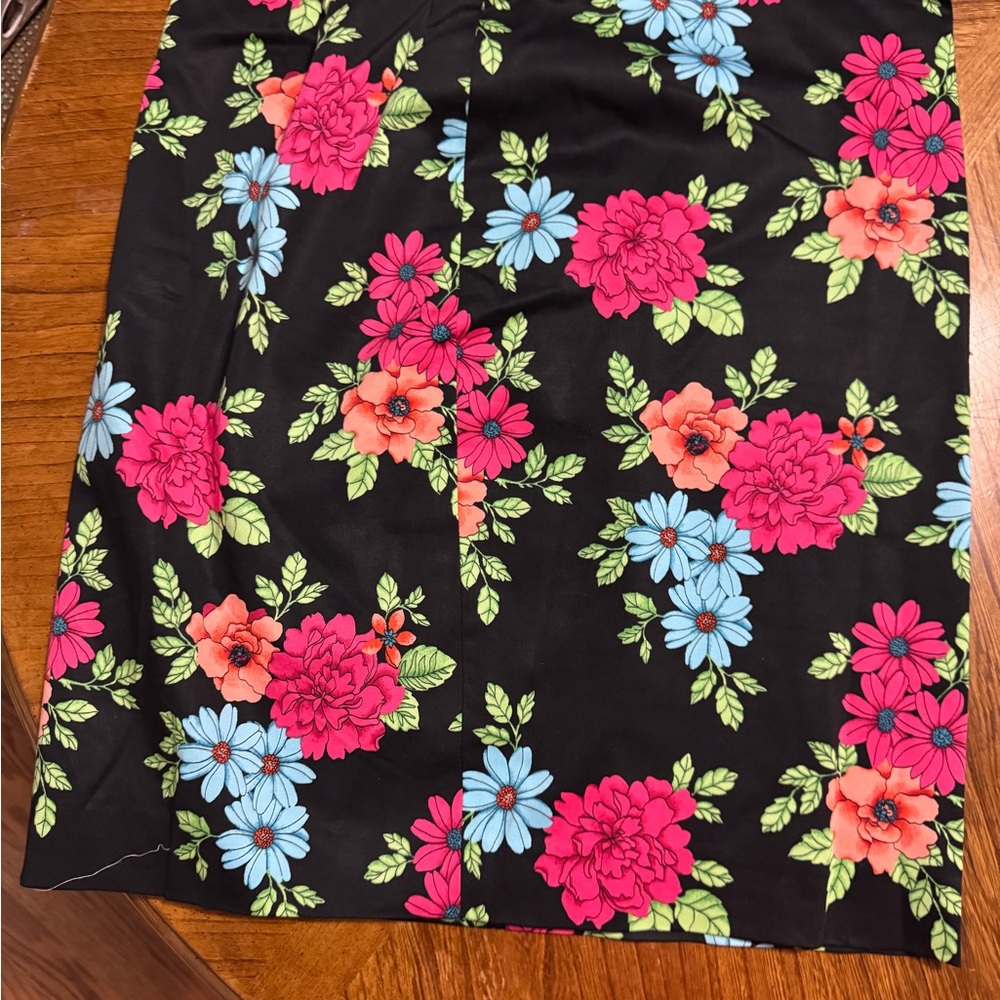 Ann Taylor Black Skirt with Pink and Blue Floral Design